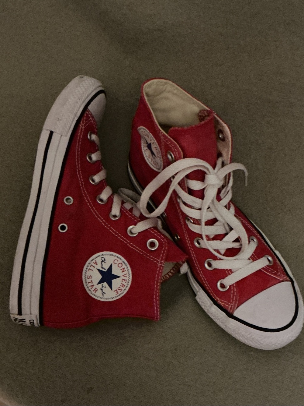 Converse Red High Top Sneakers with White Laces